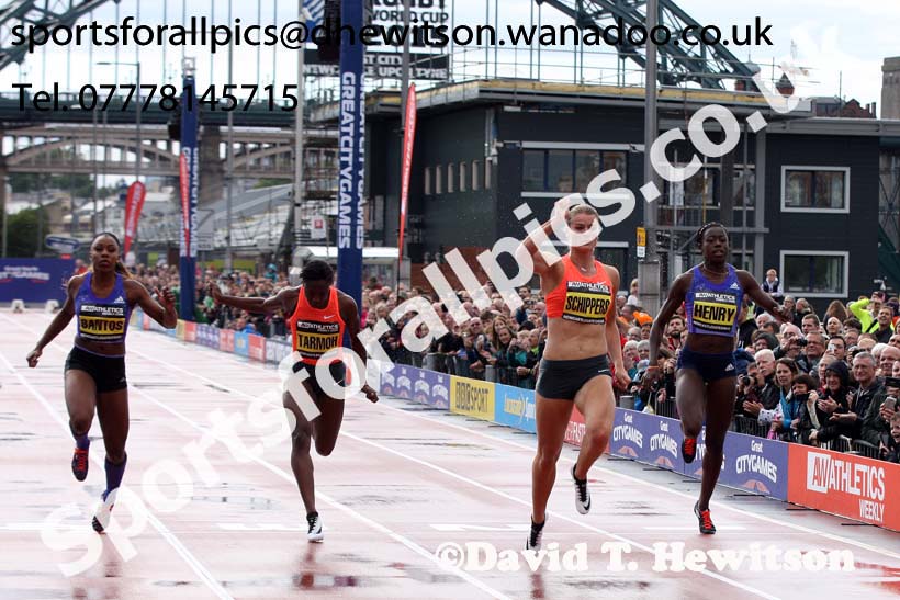 Dafne Schippers wins the 100 metres, Great North CityGames. Photo: David T. Hewitson/Sports for All Pics